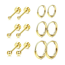 Arany Színű 316L Orvosi Acél Piercing Szett - 12 db egyéb ékszer