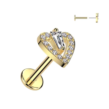  Arany Színű 316L Orvosi Acél Push-in Labret Piercing Szív Dísszel egyéb ékszer