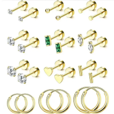  Arany Színű 316L Piercing Szett - 12 pár egyéb ékszer