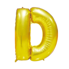  Arany színű, betű alakú fólia lufi, léggömb – D party kellék