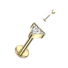  Arany Színű Háromszög Alakú Titánium Egyenesszárú Labret Piercing Apró Cirkónia Kövekkel egyéb ékszer