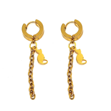  Arany színű nemesacél Cicás láncos fülbevaló fülbevaló