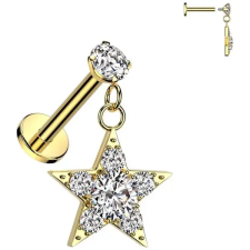  Arany Színű Push-in Labret Piercing Cirkónia Kővel Csillag Medállal egyéb ékszer