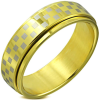  Arany színű sakkmintás, középen forgó nemesascél karikagyűrű-12