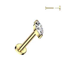  Arany Színű Titánium Push-in Labret Piercing Kő Díszítéssel egyéb ékszer