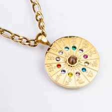  Arany tónusú Emporia Ötvözetű Nyaklánc Tigrisszem Drágakővel ( Nyaklánc+Medál ), WUSH01 nyaklánc