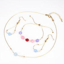  Arany tónusú Emporia Ötvözetű Szett Turmalinnal ( Nyaklánc+Fülbevaló+Karkötő ), LGP0018 gyűrű