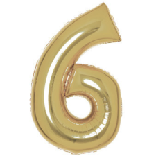  Arany White Gold 6-os szám fólia lufi 92 cm party kellék