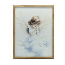 ARANYKERETES FALRA VALÓ PLAKÁT GYERMEK ANGYALI IMÁK 30X40 CM grafika, keretezett kép