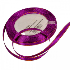  Aranyszélű szatén szalag sötét lil 6mmx25y dekorációs kellék