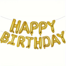 Aranyszínű “Happy Birthday” Feliratú Lufi, 40,64 cm party kellék