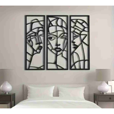  Arcok 3 részes_Picasso ihlette falikép fából grafika, keretezett kép