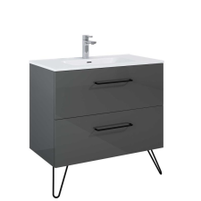 Arezzo AREZZO design CARMEL 90cm-es alsószekrény 2 fiókkal, Antracit színben fürdőszoba bútor
