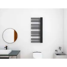 Arezzo design BLACKLINE 500x1200 törölközőszárító radiátor, matt fekete fűtőtest, radiátor
