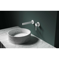 Arezzo design Elegant matt fehér fali egykaros kerámiabetétes mosdó csaptelep csaptelep