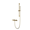 Arezzo design Elegant szálcsiszolt arany fali egykaros termosztatikus kádtöltő csaptelep zuhanyszettel
