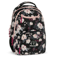 Ars Una : Flowery Black virágos AU-6 iskolatáska, hátizsák 34x45x26cm iskolatáska