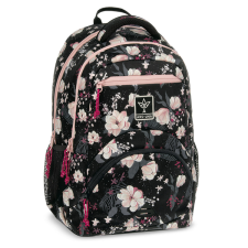 Ars Una : Flowery Black virágos ergonomikus iskolatáska, hátizsák 33x45x24cm iskolatáska
