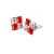 ART CRYSTELLA Fülbevaló négyzet alakú piros-fehér SWAROVSKI® kristállyal