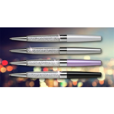 ART CRYSTELLA Golyóstoll ezüst tolltest alul fehér SWAROVSKI® kristályokkal - 0.7mm / Kék toll