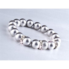 ART CRYSTELLA Karkötő, ezüst színű SWAROVSKI® gyöngyből, fehér kristállyal, 10mm, ART CRYSTELLA® M party kellék