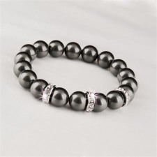 ART CRYSTELLA Karkötő fekete SWAROVSKI® gyöngyből fehér kristállyal - 10mm (1831XGY071) karkötő