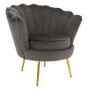  Art-deco stílusú fotel, szürkésbarna Velvet szövet/gold arany króm, NOBLEO