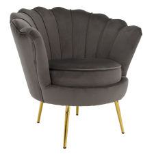  Art-deco stílusú fotel, szürkésbarna Velvet szövet/gold arany króm, NOBLEO bútor