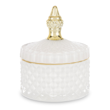 Art-Pol Pojemnik Dekoracyjny szkło biały, złoty 13x10,5x10,5cm konyhai eszköz
