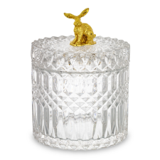 Art-Pol Pojemnik Dekoracyjny szkło, metal przeźroczysty, złoty 14,5x11x11cm konyhai eszköz
