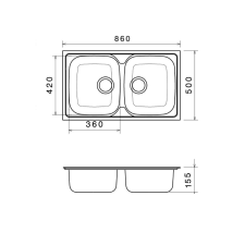 Artenova AE 860C 860x500 mm rozsdamentes mosogatótálca mosogatótálca