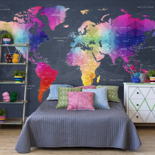 Artgeist Fotótapéta - World Map: Colourful Crystals 400x280 tapéta, díszléc és más dekoráció
