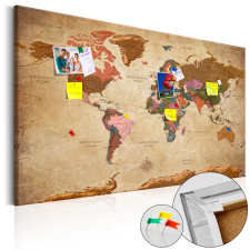 Artgeist Kép parafán - World Map: Brown Elegance [Cork Map] 90x60 grafika, keretezett kép