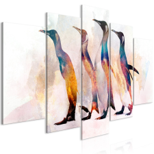 Artgeist Kép - Penguin Wandering (5 Parts) Wide 100x50 grafika, keretezett kép