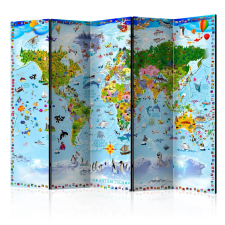 Artgeist Paraván - World Map for Kids II [Room Dividers] grafika, keretezett kép