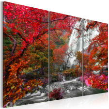 Artgeist Vászonkép - Beautiful Waterfall: Autumnal Forest 120x80 grafika, keretezett kép
