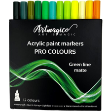 Artmagico Pro Green Line akril filctollak, zöld árnyalatok, 12 darab filctoll, marker