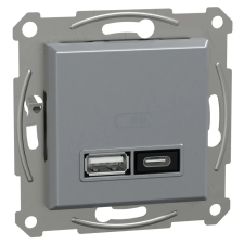  ASFORA acél Dupla USB töltő, A+C, 21W EPH2700562 Schneider villanyszerelés