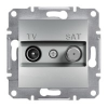 ASFORA csillagpontos TV-SAT csatlakozóaljzat 1 dB, aluminium burkolattal, keret nélkül, süllyesztett ( Schneider Electric EPH3400461 )