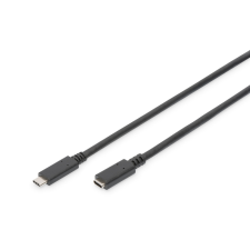 Assmann USB-C apa - USB-C anya Hosszabbító kábel 1m - Fekete kábel és adapter