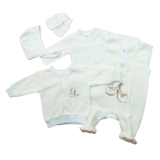 Asti 5 részes baba szett – belül bolyhos anyagból - Cipős mintával babaruha szett