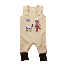 Asti Belül bolyhos ujjatlan baba rugdalózó – állatos mintával, 2 az 1-ben méret rugdalózó