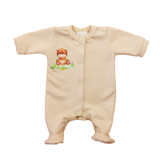 Asti Hosszú ujjú elöl patentos rugdalózó, belül bolyhos – Állatos mintával rugdalózó