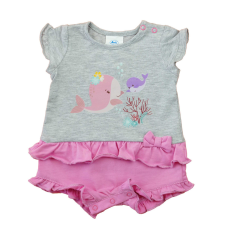 Asti Rövid ujjú kislány baba napozó – bálna mintával kombidressz, body