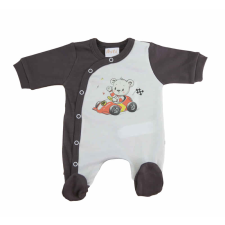 Asti Vékony, pamut, elöl patentos kisfiú rugdalózó Autós maci mintával rugdalózó