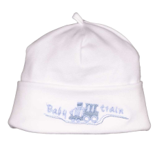 Asti Vonat mintás, fülvédős, megkötős baba sapka babasapka, sál