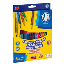 Astra Színes ceruza ASTRA háromszögletű duó kétvégű hegyezővel 18 darabos 36 színű színes ceruza