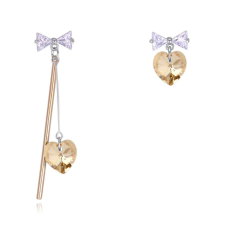 Asymetric - borostyán - Swarovski kristályos fülbevaló fülbevaló