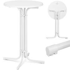  Asztal, kerek, magas, összecsukható bárasztal, átmérő 70 cm, magasság 110 cm, fehér bútor