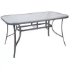  Asztal, ST Leisure Equipment, GREGORY, 140×80×72 cm, szürke, 6 személyes, téglalap alakú, fémvázas, 5 mm üveglappal, napernyőnyílással